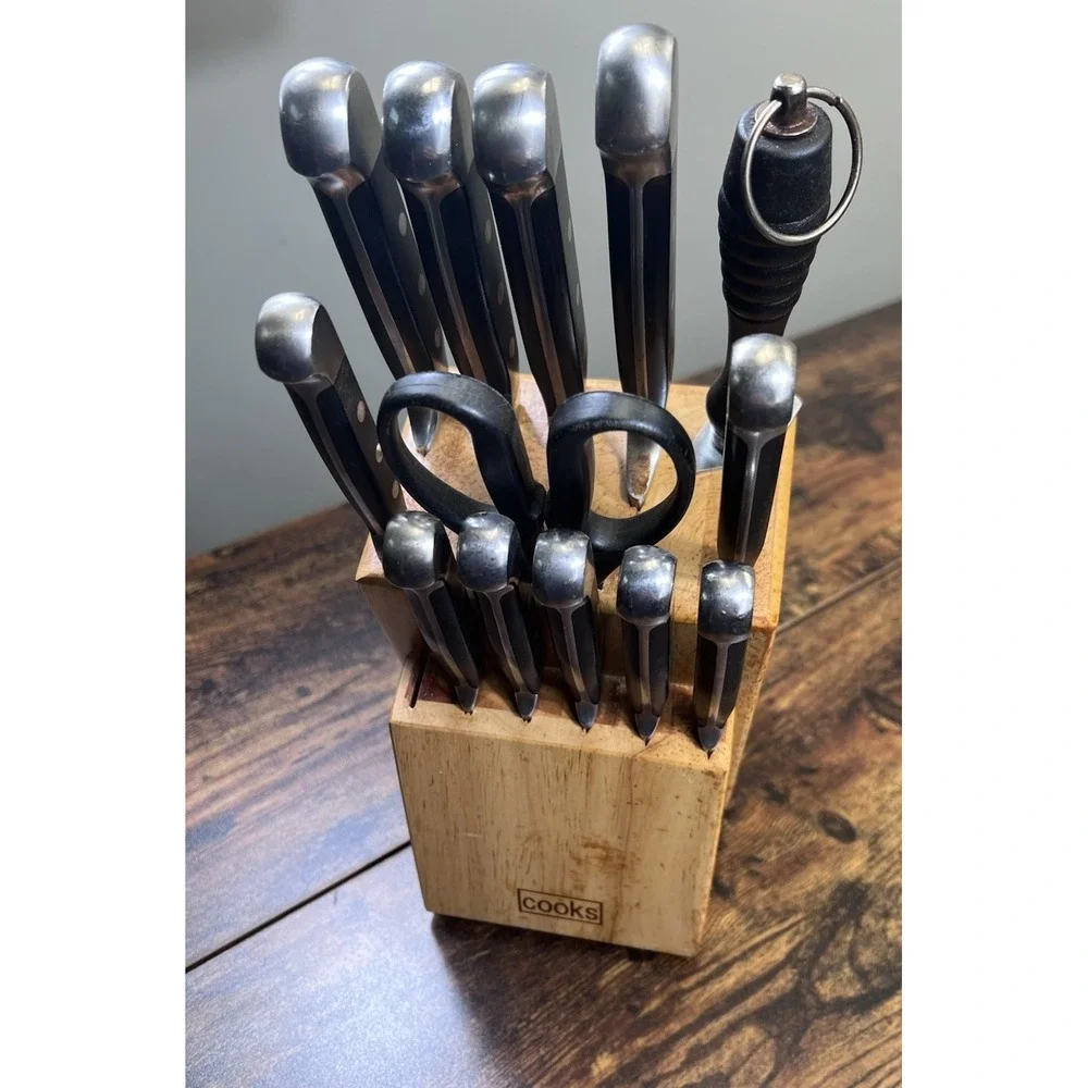 Vintage Cooks JC Penny Wooden Knife Block Set 13 Piece